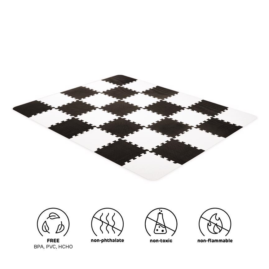 KINDERKRAFT - Детский коврик-пазл LUNO 30шт. черный/белый