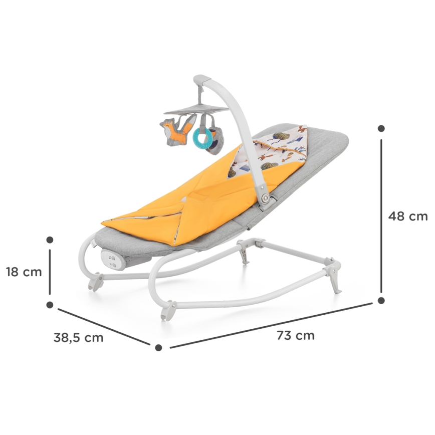 KINDERKRAFT - Детское вибрирующее кресло-качалка с мелодией FELIO 2 желтый