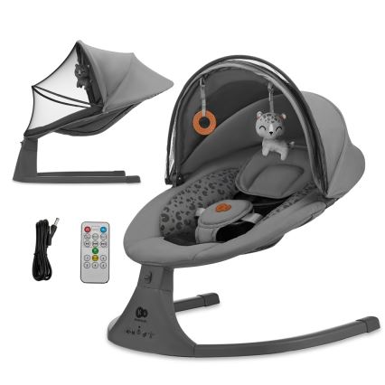 KINDERKRAFT - Детское кресло-качалка с музыкой 2в1 LUMI 4xAAA темно-серый