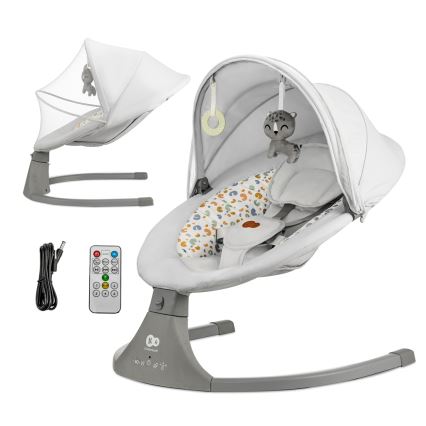 KINDERKRAFT - Детское кресло-качалка с музыкой 2в1 LUMI светло-серый