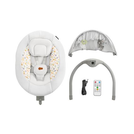 KINDERKRAFT - Детское кресло-качалка с музыкой 2в1 LUMI светло-серый