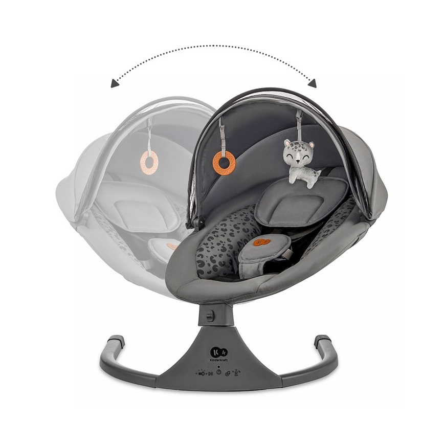 KINDERKRAFT - Детское кресло-качалка с музыкой 2в1 LUMI 4xAAA темно-серый