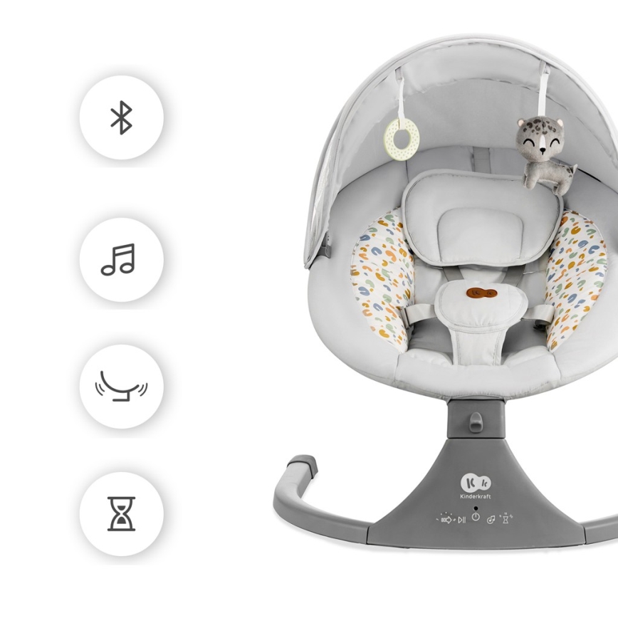 KINDERKRAFT - Детское кресло-качалка с музыкой 2в1 LUMI светло-серый