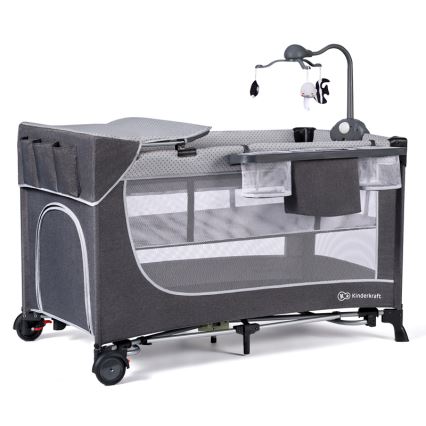 KINDERKRAFT - Дитяче ліжечко-манеж LEODY сірий