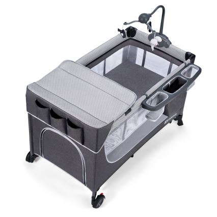 KINDERKRAFT - Дитяче ліжечко-манеж LEODY сірий
