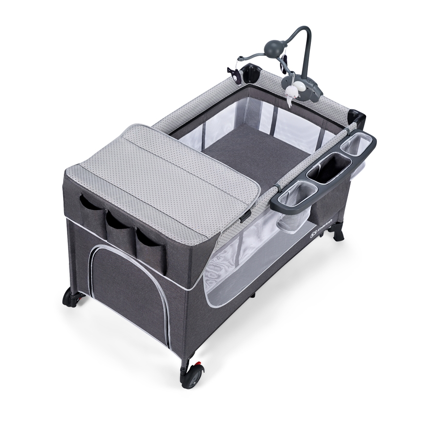 KINDERKRAFT - Дитяче ліжечко-манеж LEODY сірий