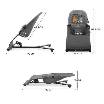 KINDERKRAFT - Дитяче шезлонг MIMI сірий