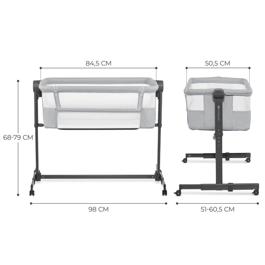 KINDERKRAFT - Дитяче ліжечко NESTE UP 2 світло-сірий