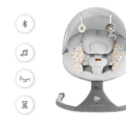 KINDERKRAFT - Дитяче вібруюче крісло-гойдалка з музикою 2в1 LUMI світло-сірий