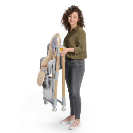 KINDERKRAFT - Дитячий стільчик для годування 2в1 LASTREE бежевий/сірий