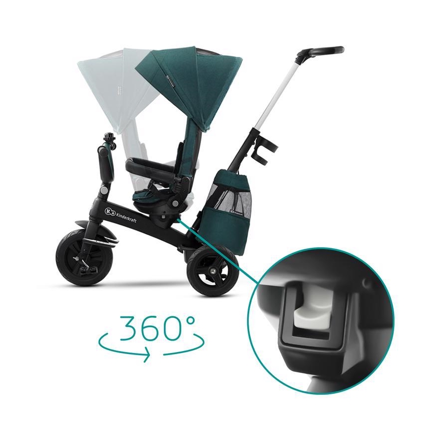 KINDERKRAFT - Дитячий триколісний велосипед 5v1 EASYTWIST зелений/чорний