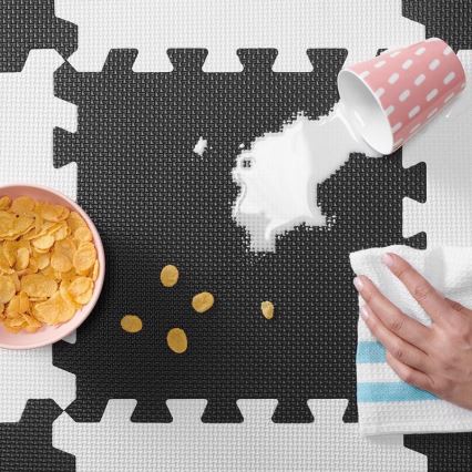 KINDERKRAFT - Дитячий килимок-пазл LUNO 30 шт. чорний/білий