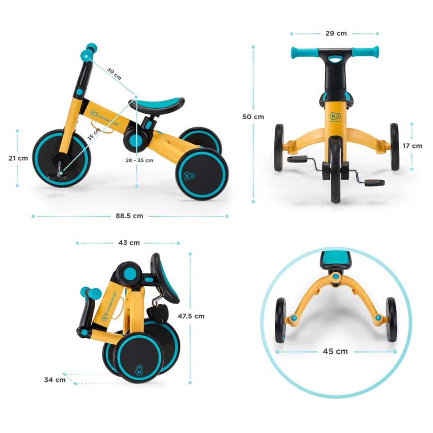 KINDERKRAFT - Дитячий біговел 3в1 4TRIKE рожевий
