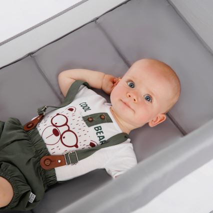 KINDERKRAFT - Дорожная кроватка Baby Tiger VIKI серый