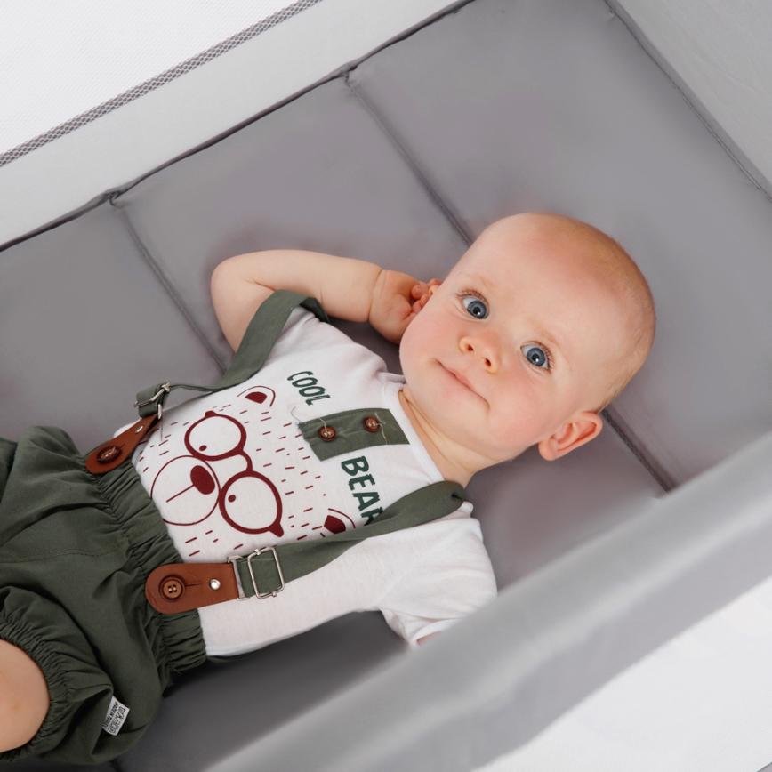 KINDERKRAFT - Дорожная кроватка Baby Tiger VIKI серый