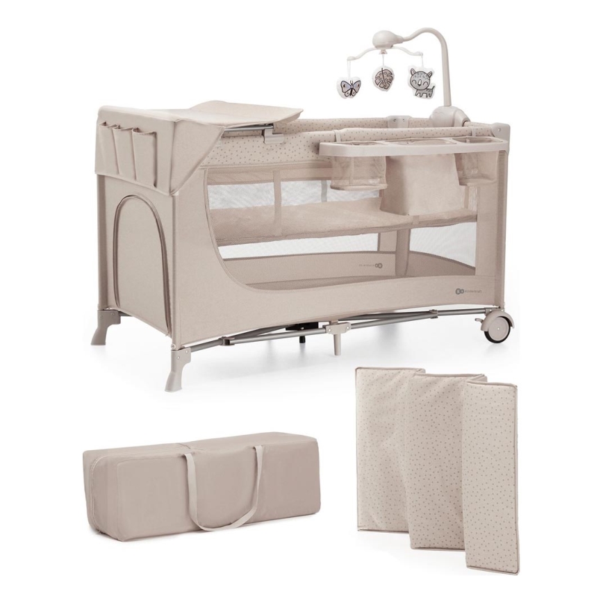 KINDERKRAFT - Дорожная кроватка JOY 2 с аксессуарами бежевый