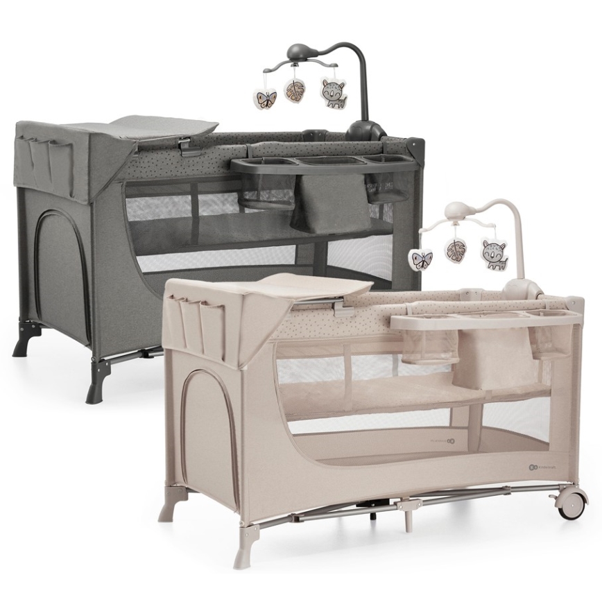 KINDERKRAFT - Дорожная кроватка JOY 2 с аксессуарами бежевый