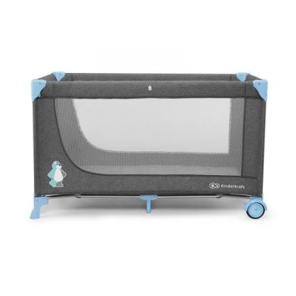 KINDERKRAFT - Дорожнє дитяче ліжечко JOY сіро-синє