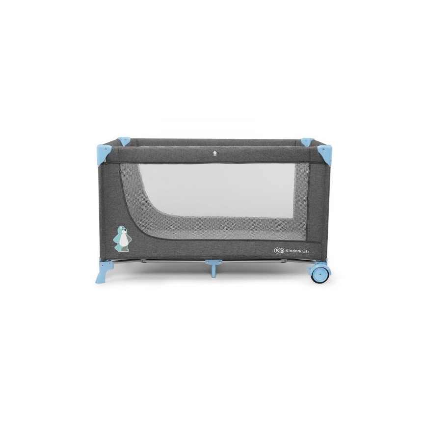 KINDERKRAFT - Дорожнє дитяче ліжечко JOY сіро-синє