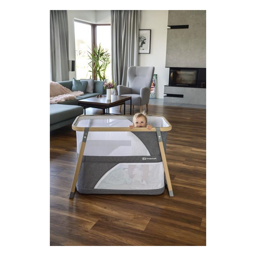 KINDERKRAFT - Дорожнє ліжечко 4в1 SOFI сірий