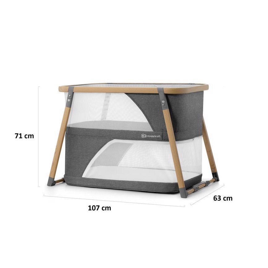 KINDERKRAFT - Дорожнє ліжечко 4в1 SOFI сірий