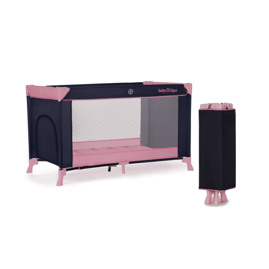 KINDERKRAFT - Дорожнє ліжечко Baby Tiger VIKI рожевий