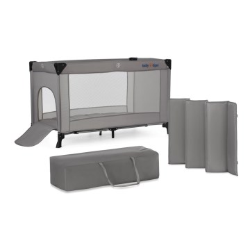 KINDERKRAFT - Дорожнє ліжечко Baby Tiger VIKI сірий