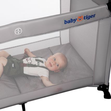 KINDERKRAFT - Дорожнє ліжечко Baby Tiger VIKI сірий