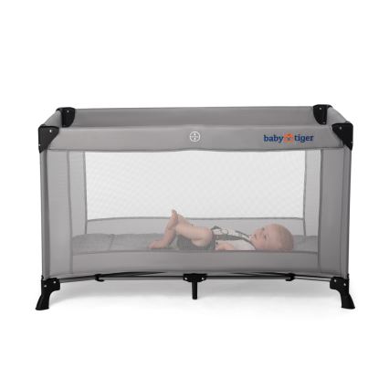 KINDERKRAFT - Дорожнє ліжечко Baby Tiger VIKI сірий