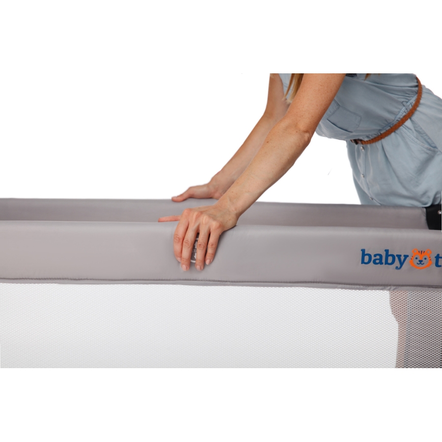 KINDERKRAFT - Дорожнє ліжечко Baby Tiger VIKI сірий