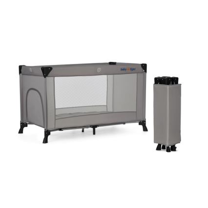 KINDERKRAFT - Дорожнє ліжечко Baby Tiger VIKI сірий