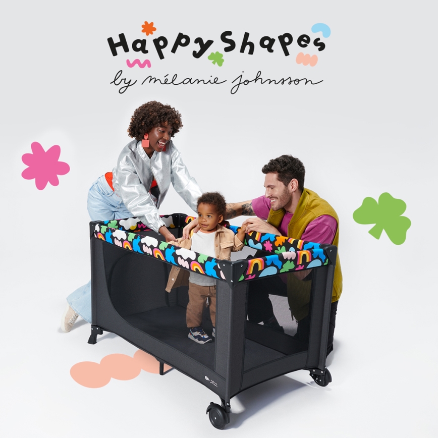 KINDERKRAFT - Дорожнє ліжечко JOY 2 Happy shapes