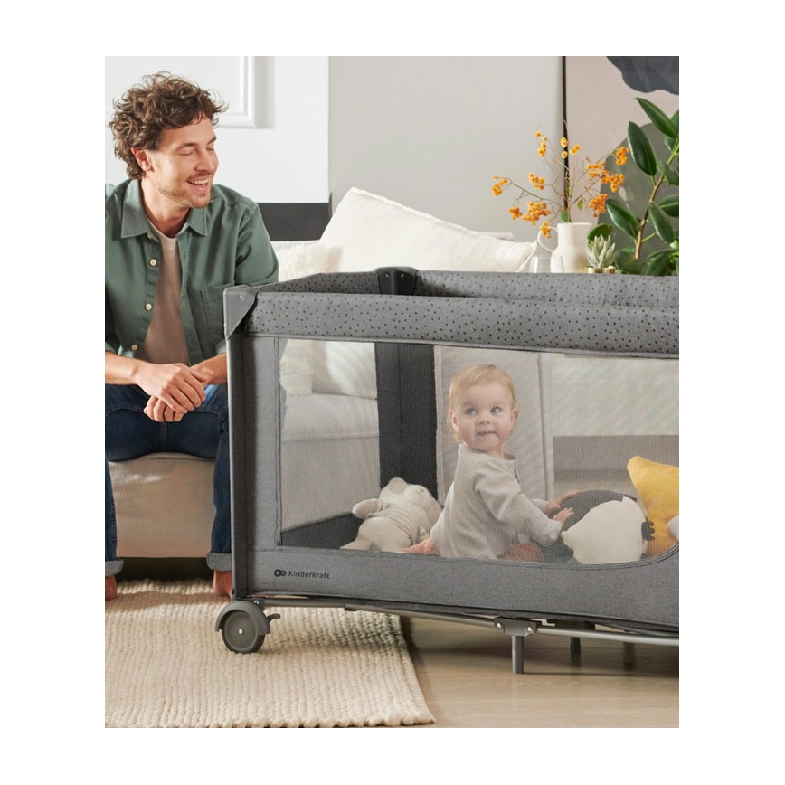 KINDERKRAFT - Дорожнє ліжечко JOY 2 сірий