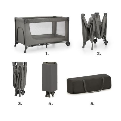 KINDERKRAFT - Дорожнє ліжечко JOY 2 сірий