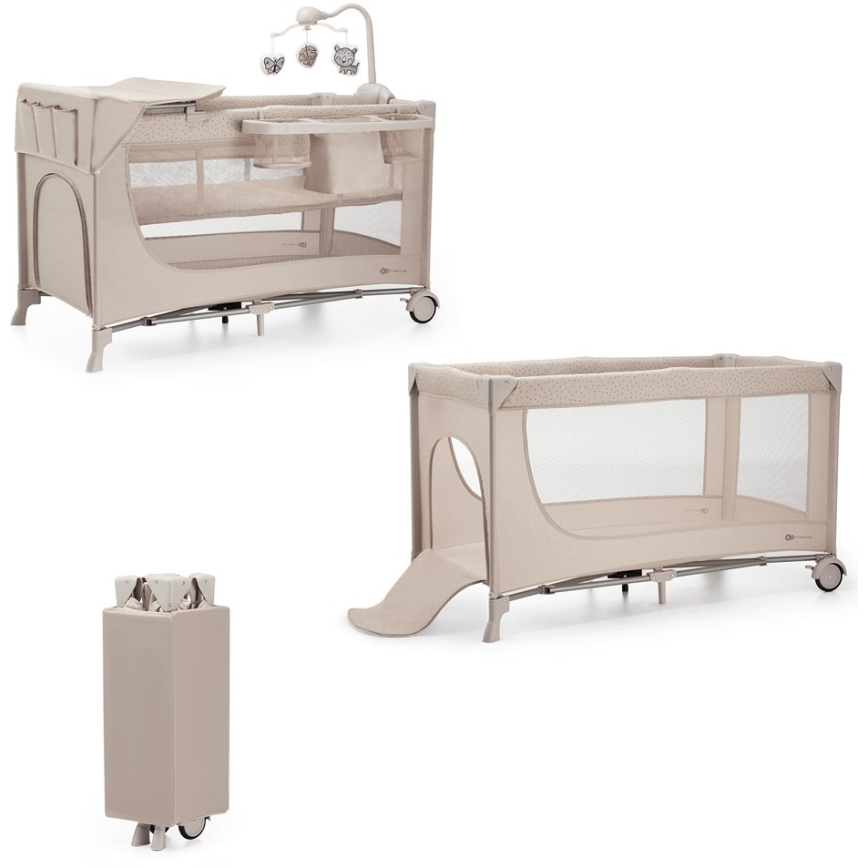 KINDERKRAFT - Дорожнє ліжечко JOY 2 з аксесуарами бежевий