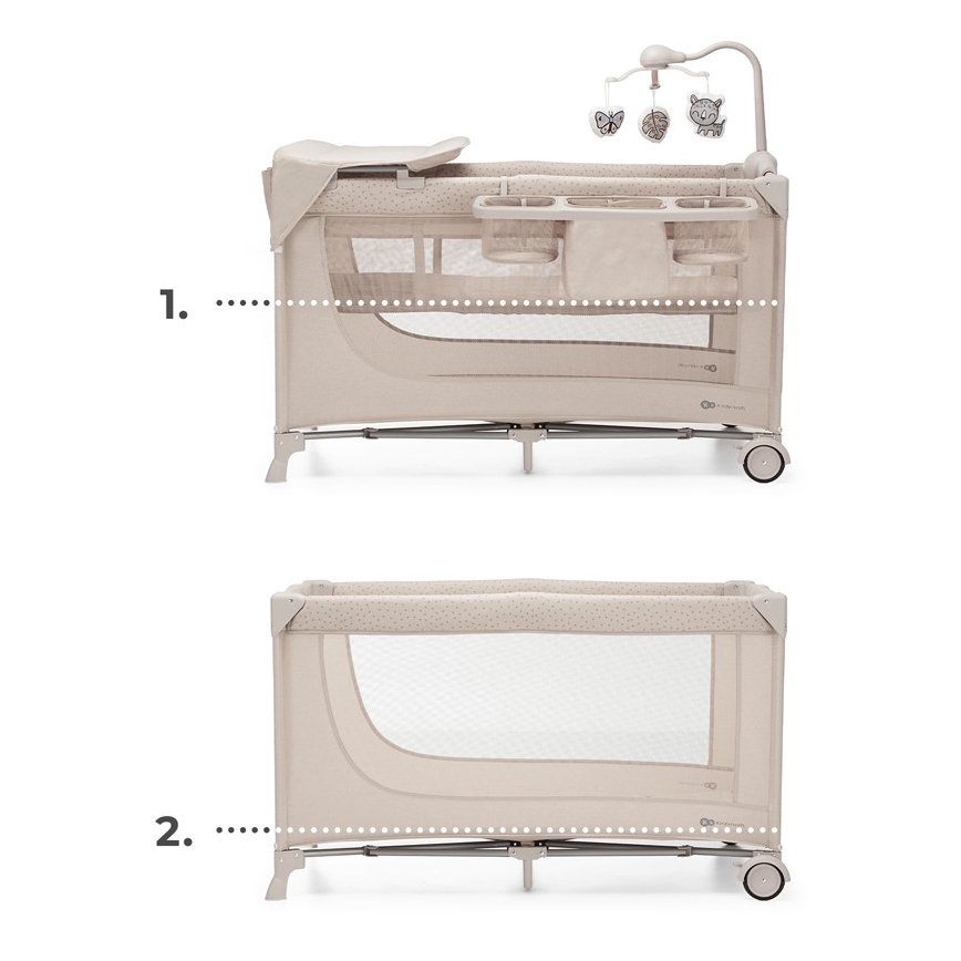 KINDERKRAFT - Дорожнє ліжечко JOY 2 з аксесуарами бежевий