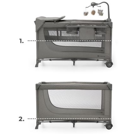 KINDERKRAFT - Дорожнє ліжечко JOY 2 з аксесуарами сірий