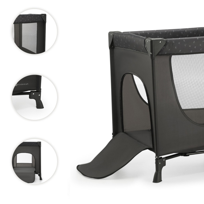 KINDERKRAFT - Дорожнє ліжечко JOY сірий