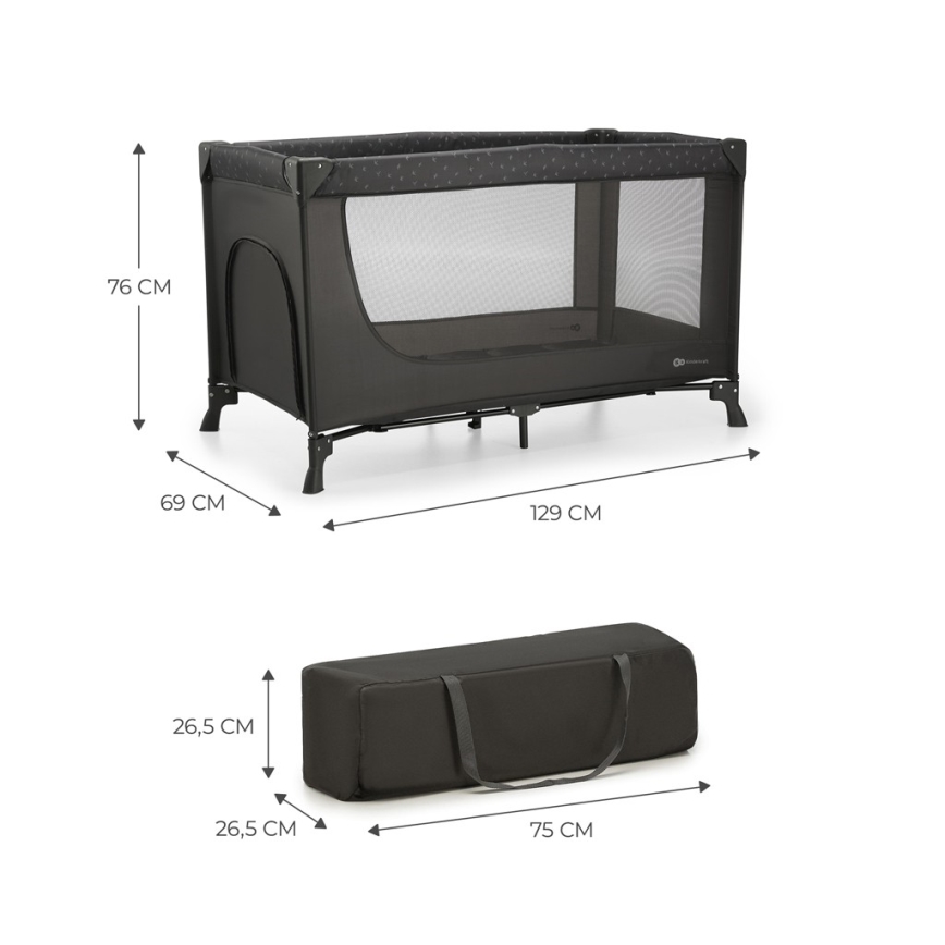 KINDERKRAFT - Дорожнє ліжечко JOY сірий