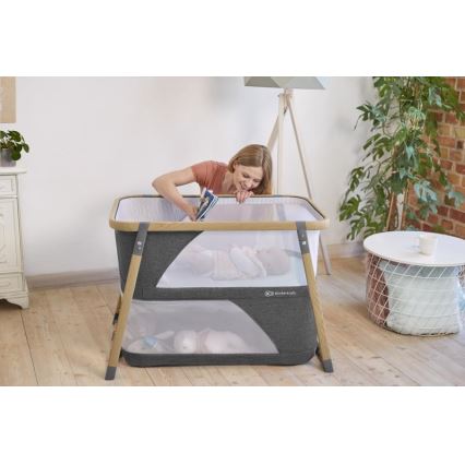 KINDERKRAFT - Передвижная кроватка-манеж 4в1 SOFI серый