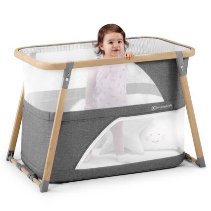 KINDERKRAFT - Передвижная кроватка-манеж 4в1 SOFI серый