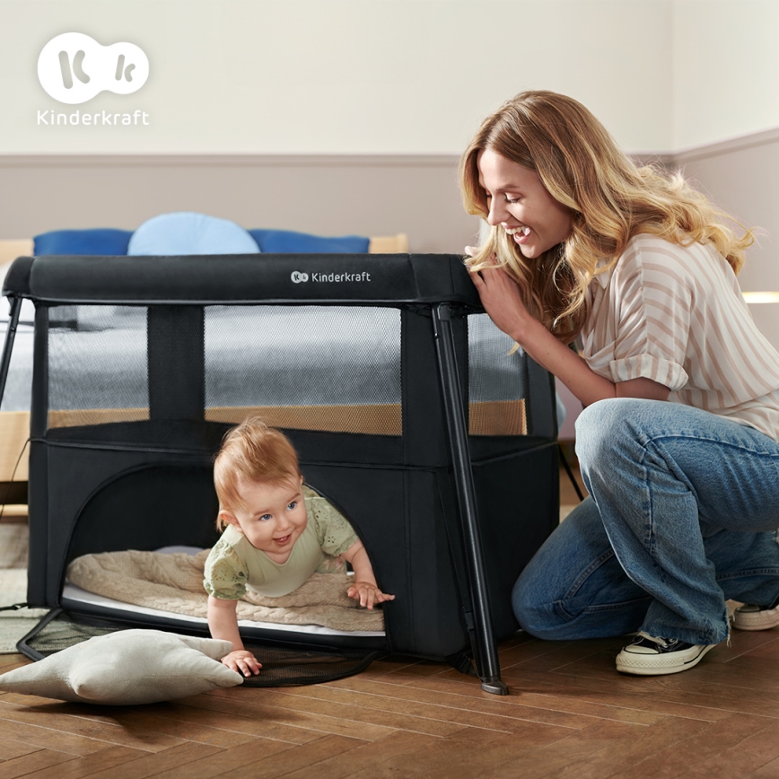 KINDERKRAFT - Подорожнє ліжечко 3 в 1 CAMI чорне