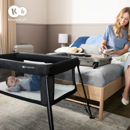 KINDERKRAFT - Подорожнє ліжечко CAMI чорне
