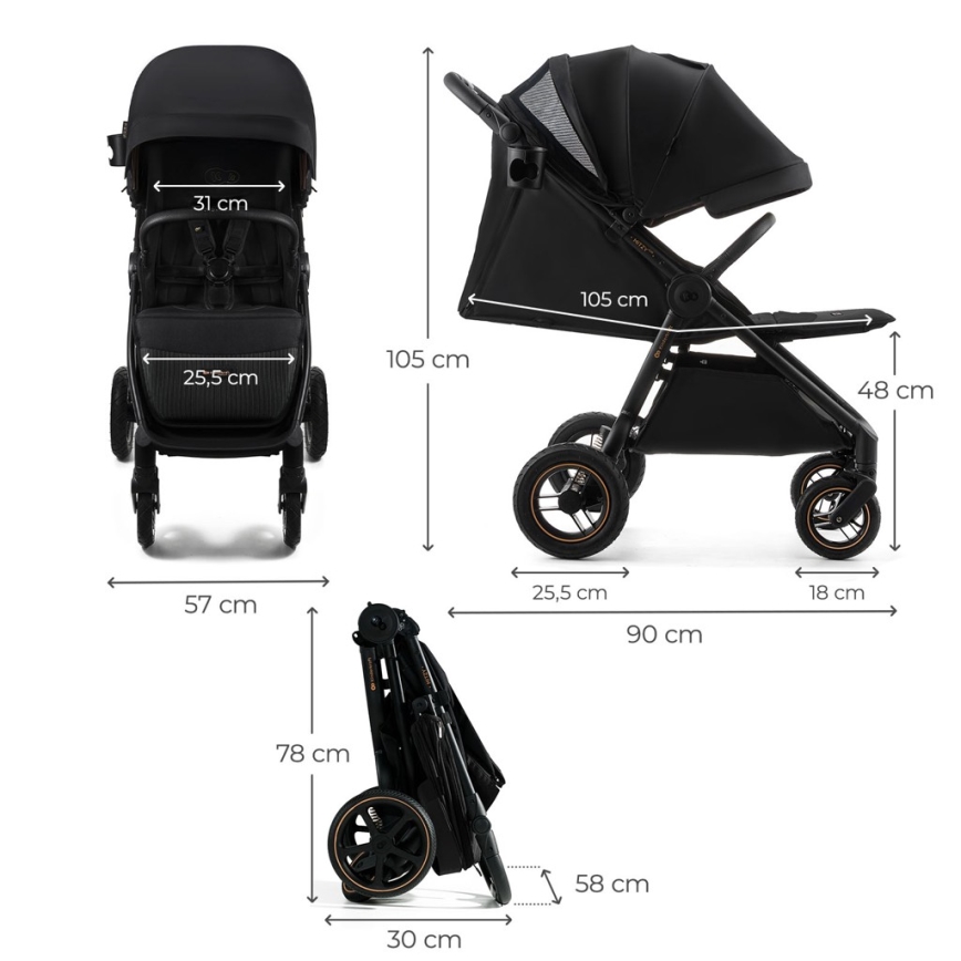 KINDERKRAFT - прогулянкова коляска MITZY Air, чорна