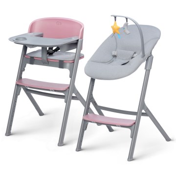 KINDERKRAFT SELECT - Детский обеденный стул 3в1 LIVY Premium Aster розовый + шезлонг CALMEE