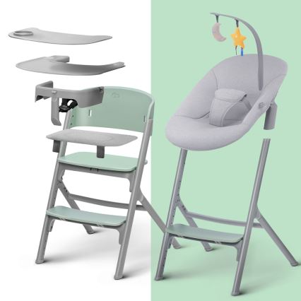KINDERKRAFT SELECT - Детский обеденный стул 3в1 LIVY Premium Aster розовый + шезлонг CALMEE