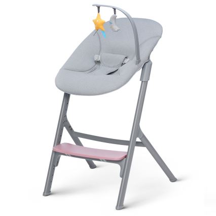 KINDERKRAFT SELECT - Детский обеденный стул 3в1 LIVY Premium Aster розовый + шезлонг CALMEE
