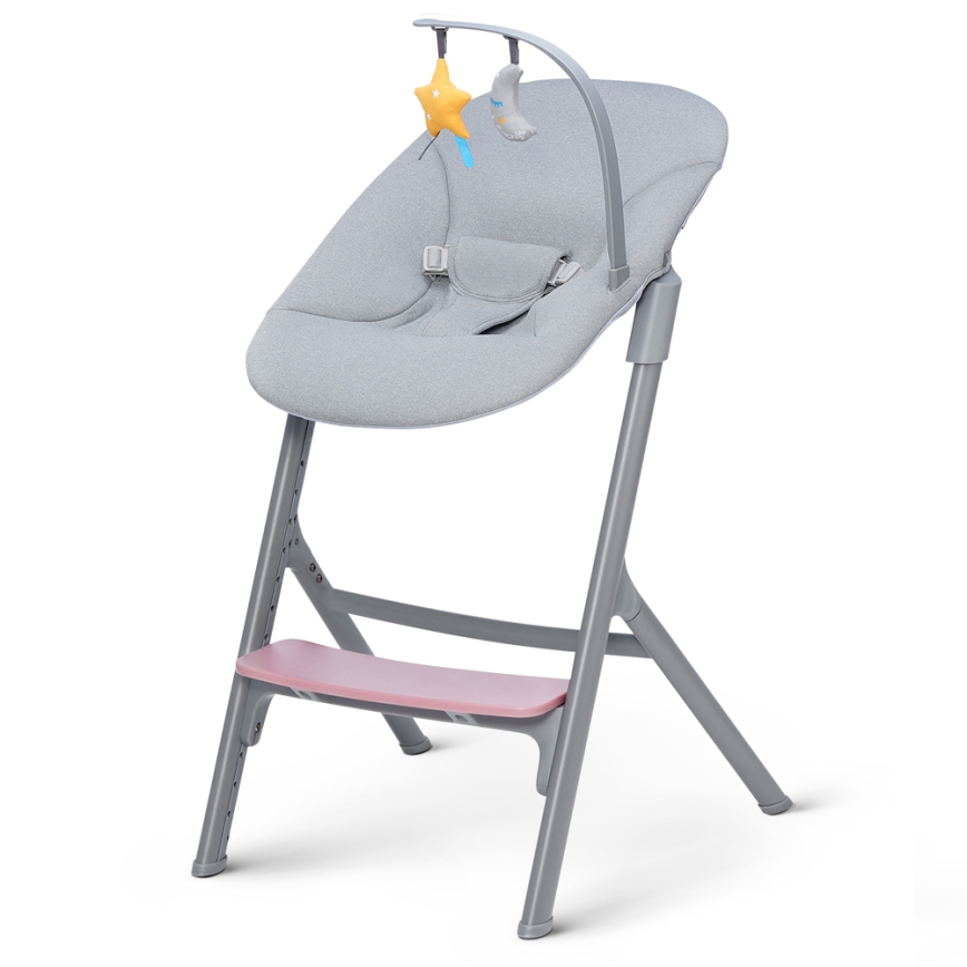 KINDERKRAFT SELECT - Детский обеденный стул 3в1 LIVY Premium Aster розовый + шезлонг CALMEE