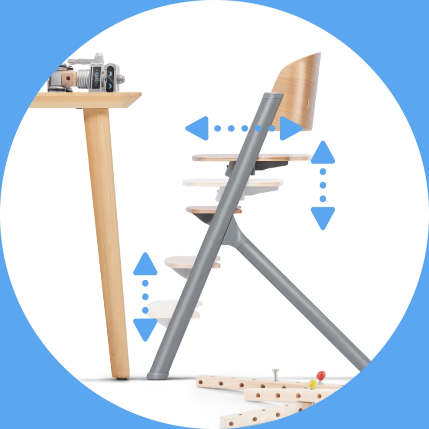 KINDERKRAFT SELECT - Детский стульчик для кормления 3 в 1 LIVY Premium дуб + шезлонг CALMEE