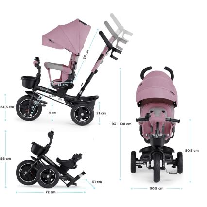 KINDERKRAFT - Детский трехколесный велосипед 5в1 SPINSTEP розовый